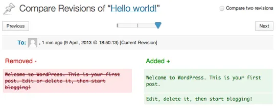 Post Revision in Wordpress 3.6